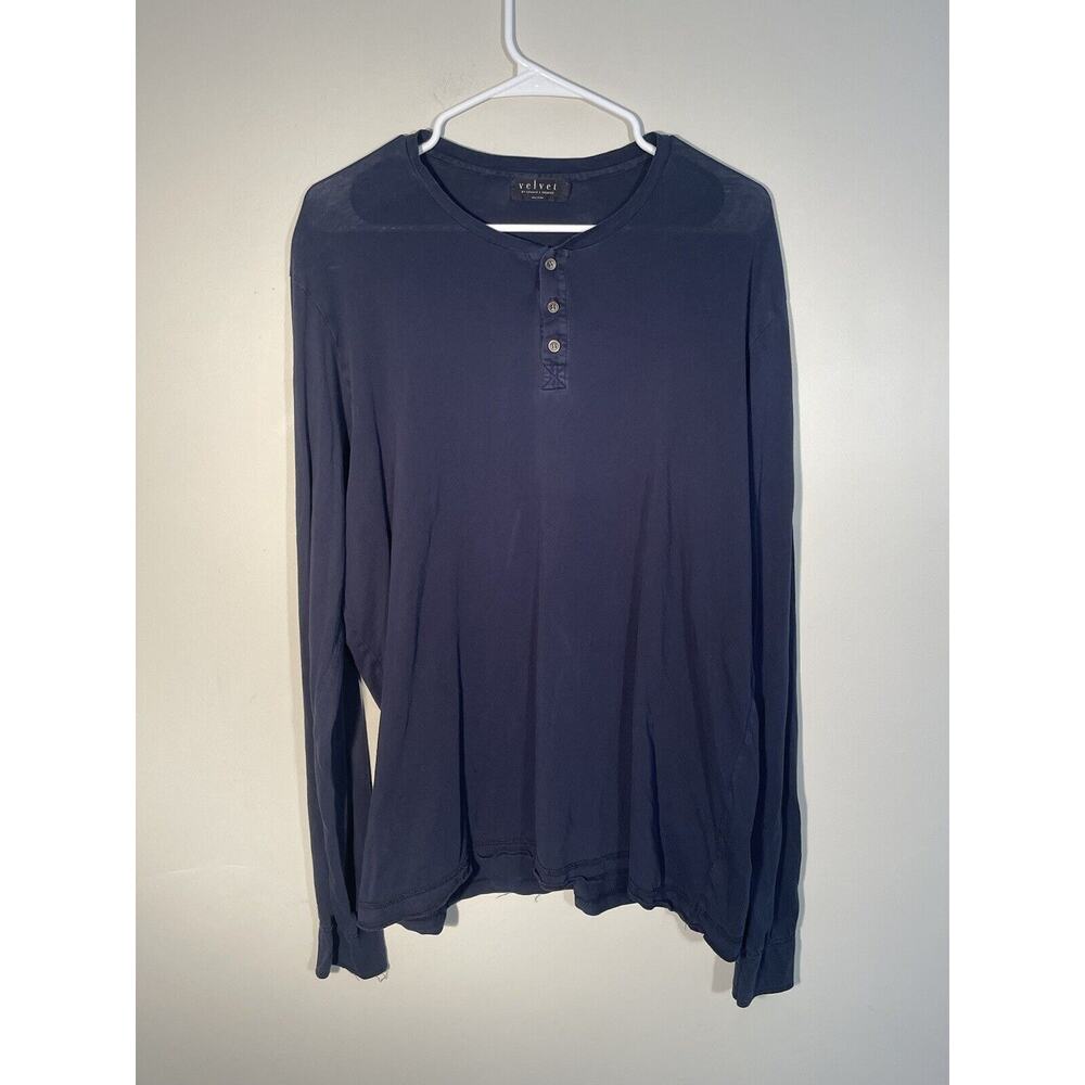 Velvet by Graham & Spencer Alvaro Long Sleeve Henley Blue Size X-Large‎ XL